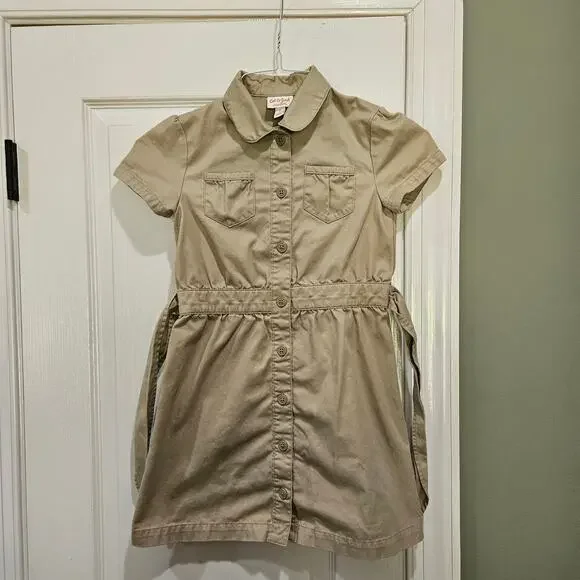 Cat & Jack Girls' Khaki Short Sleeve Uniform Safari Dress Size 8 - Picture 1 of 7